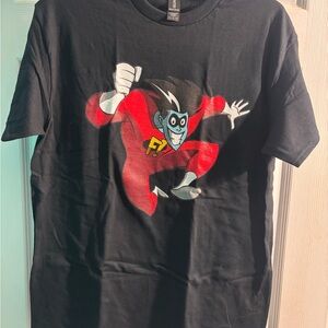 Gildan Black Tee with Red and White Graphic